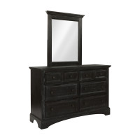 OSP Home Furnishings BP-4200-0203B Farmhouse Basics Dresser and Mirror Set in Rustic Black